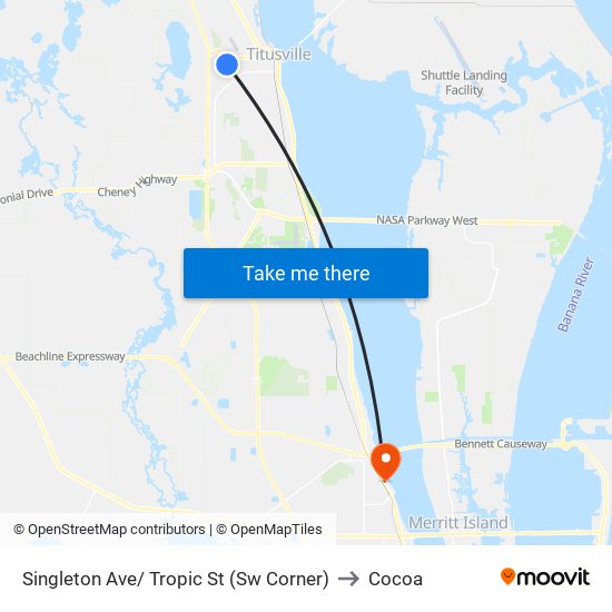 Singleton Ave/ Tropic St (Sw Corner) to Cocoa map