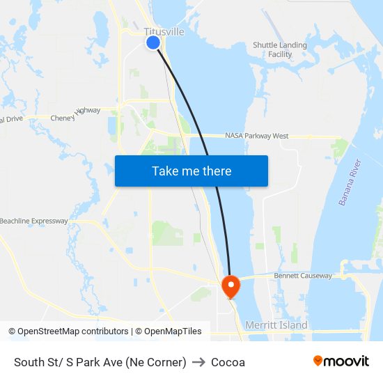 South St/ S Park Ave (Ne Corner) to Cocoa map