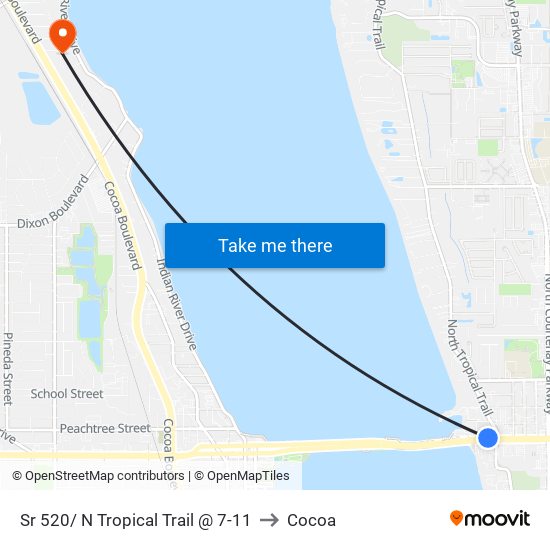 Sr 520/ N Tropical Trail @ 7-11 to Cocoa map