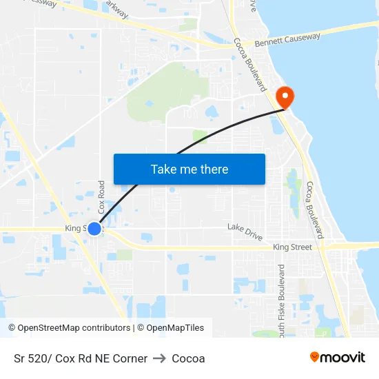 Sr 520/ Cox Rd NE Corner to Cocoa map