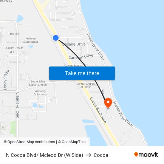 N Cocoa Blvd/ Mcleod Dr (W Side) to Cocoa map