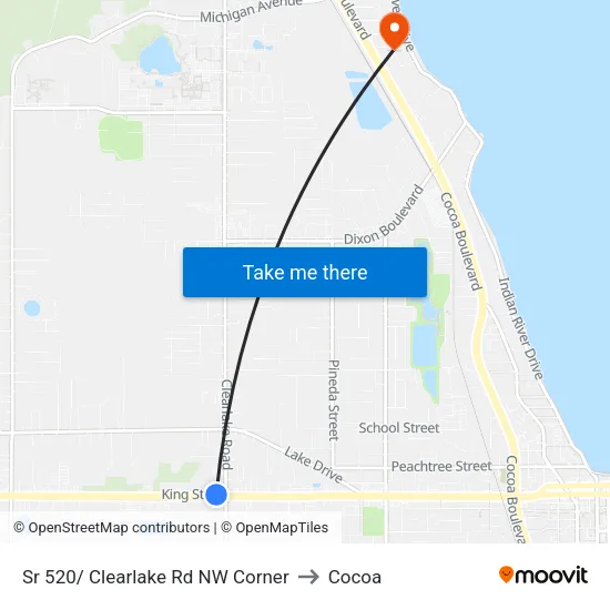 Sr 520/ Clearlake Rd NW Corner to Cocoa map