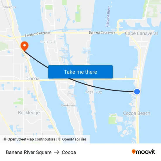 Banana River Square to Cocoa map