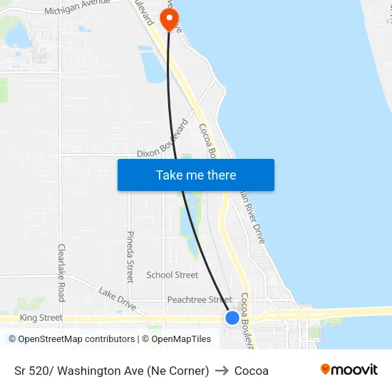 Sr 520/ Washington Ave (Ne Corner) to Cocoa map