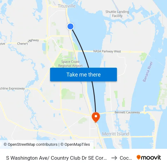 S Washington Ave/ Country Club Dr SE Corner to Cocoa map
