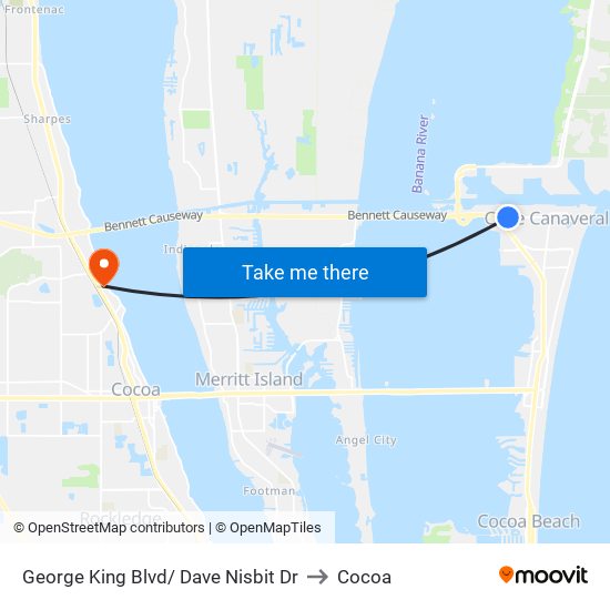 George King Blvd/ Dave Nisbit Dr to Cocoa map