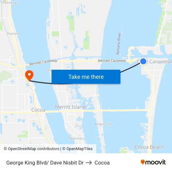George King Blvd/ Dave Nisbit Dr to Cocoa map