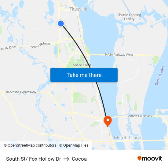 South St/ Fox Hollow Dr to Cocoa map