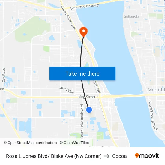 Rosa L Jones Blvd/ Blake Ave (Nw Corner) to Cocoa map