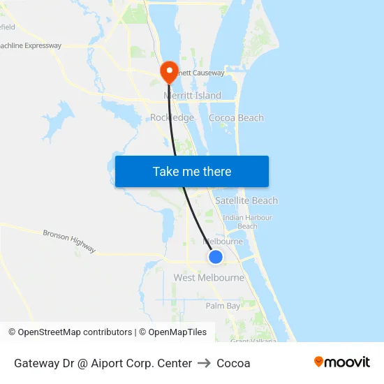 Gateway Dr @ Aiport Corp. Center to Cocoa map