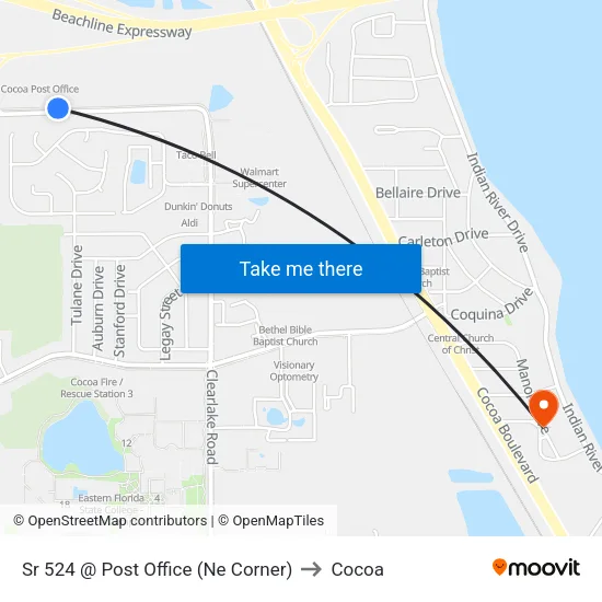 Sr 524 @ Post Office (Ne Corner) to Cocoa map