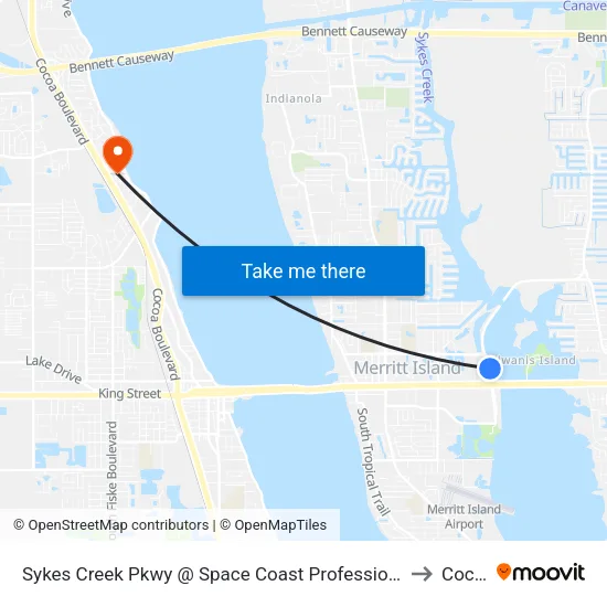 Sykes Creek Pkwy @ Space Coast Professional Plaza to Cocoa map