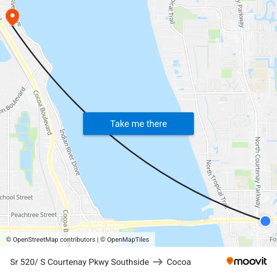 Sr 520/ S Courtenay Pkwy Southside to Cocoa map