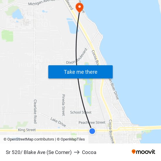 Sr 520/ Blake Ave (Se Corner) to Cocoa map