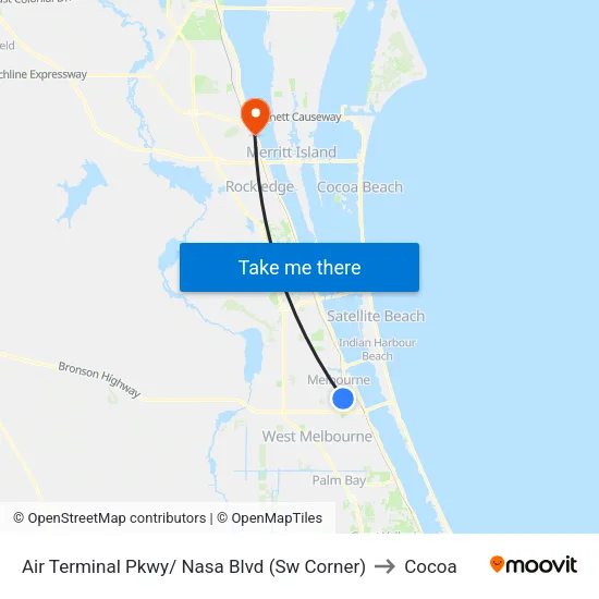 Air Terminal Pkwy/ Nasa Blvd (Sw Corner) to Cocoa map