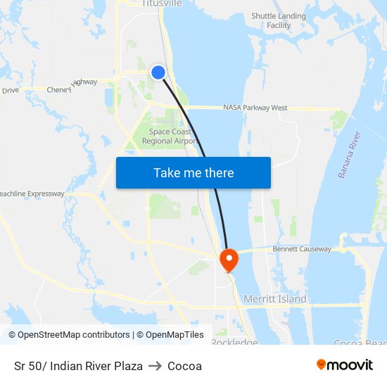 Sr 50/ Indian River Plaza to Cocoa map