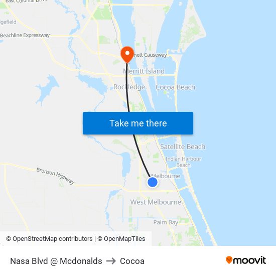 Nasa Blvd @ Mcdonalds to Cocoa map