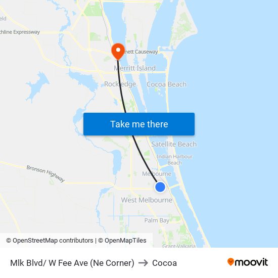 Mlk Blvd/ W Fee Ave (Ne Corner) to Cocoa map