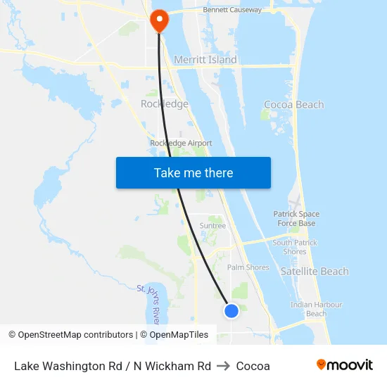 Lake Washington Rd / N Wickham Rd to Cocoa map