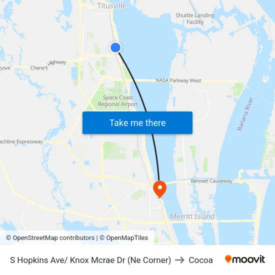 S Hopkins Ave/ Knox Mcrae Dr (Ne Corner) to Cocoa map