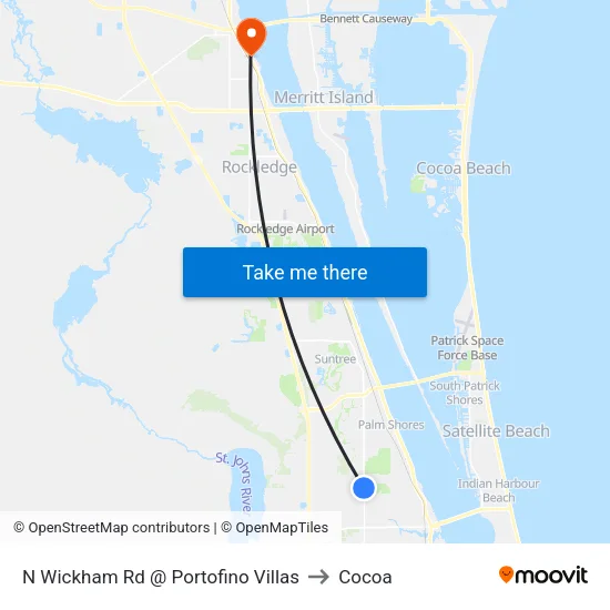 N Wickham Rd @ Portofino Villas to Cocoa map