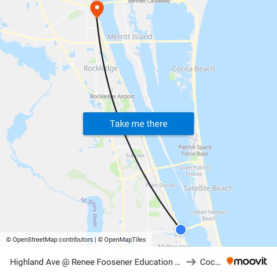 Highland Ave @ Renee Foosener Education Center to Cocoa map