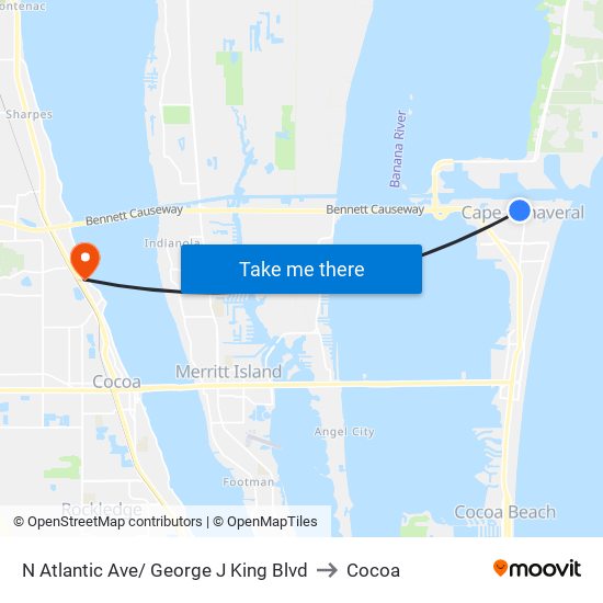 N Atlantic Ave/ George J King Blvd to Cocoa map