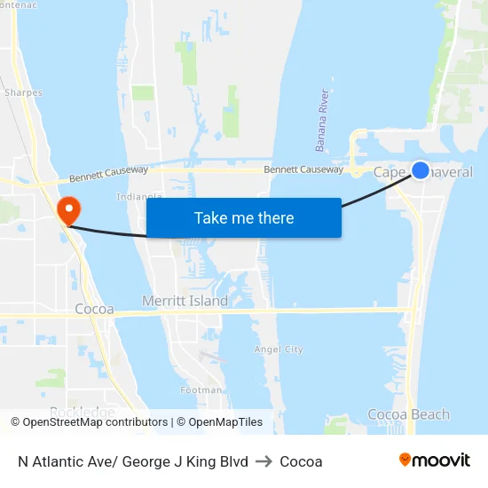 N Atlantic Ave/ George J King Blvd to Cocoa map