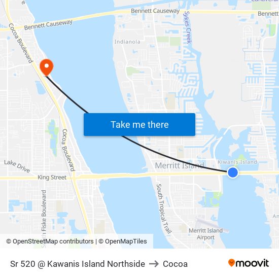 Sr 520 @ Kawanis Island Northside to Cocoa map