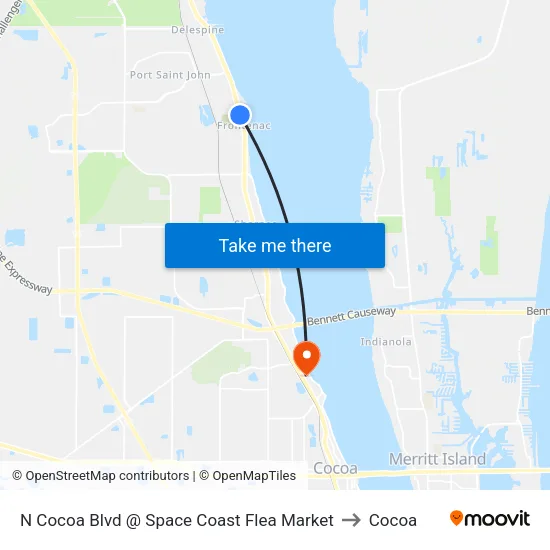 N Cocoa Blvd @ Space Coast Flea Market to Cocoa map