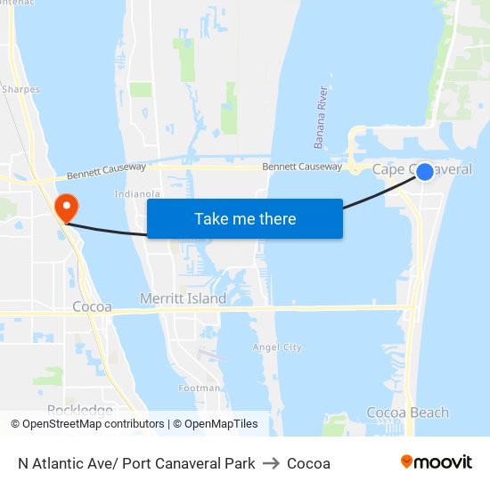 N Atlantic Ave/ Port Canaveral Park to Cocoa map