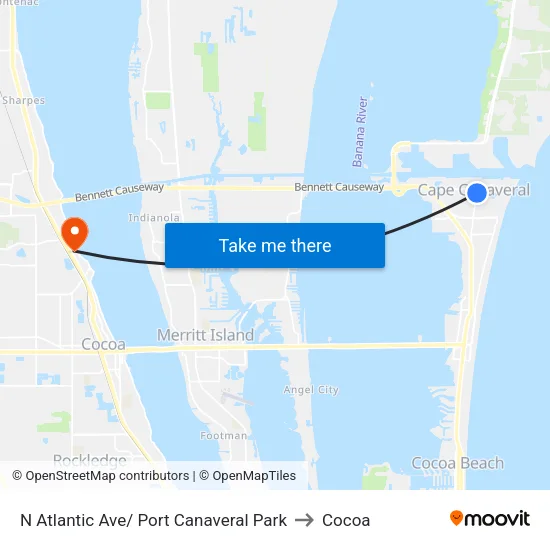 N Atlantic Ave/ Port Canaveral Park to Cocoa map