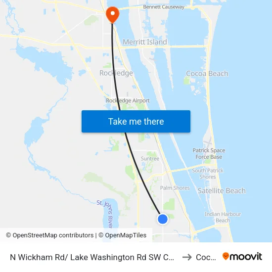 N Wickham Rd/ Lake Washington Rd SW Corner to Cocoa map