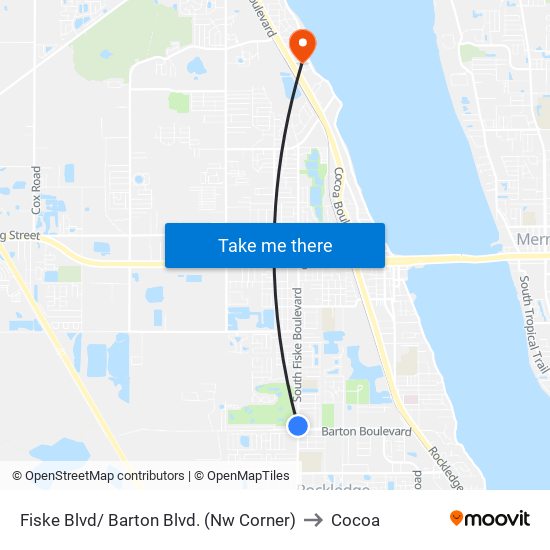 Fiske Blvd/ Barton Blvd. (Nw Corner) to Cocoa map