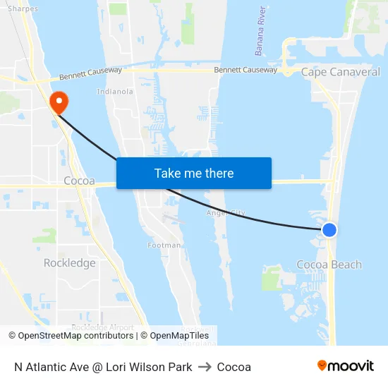 N Atlantic Ave @ Lori Wilson Park to Cocoa map