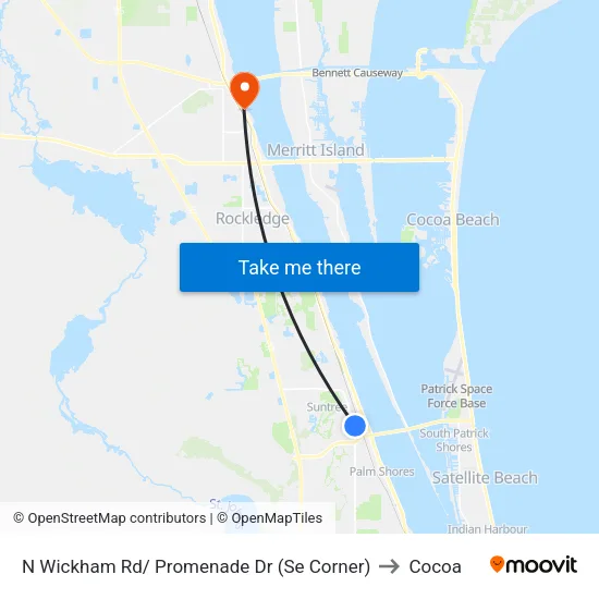 N Wickham Rd/ Promenade Dr (Se Corner) to Cocoa map
