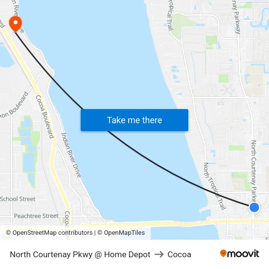 North Courtenay Pkwy @ Home Depot to Cocoa map