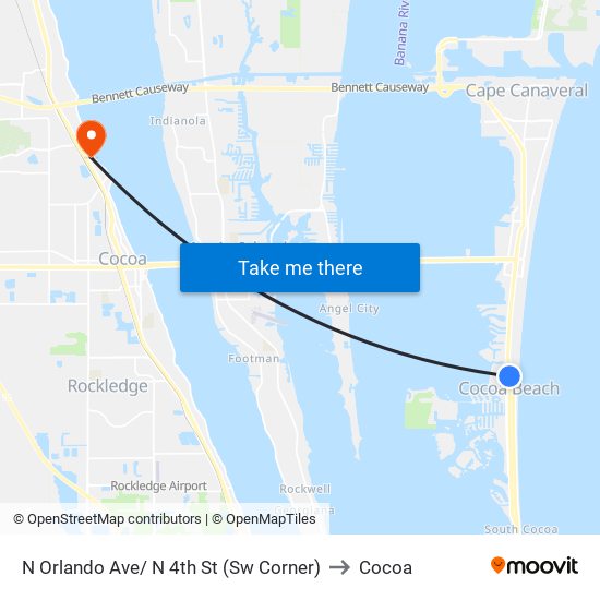 N Orlando Ave/ N 4th St (Sw Corner) to Cocoa map