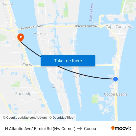 N Atlantic Ave/ Bimini Rd (Nw Corner) to Cocoa map
