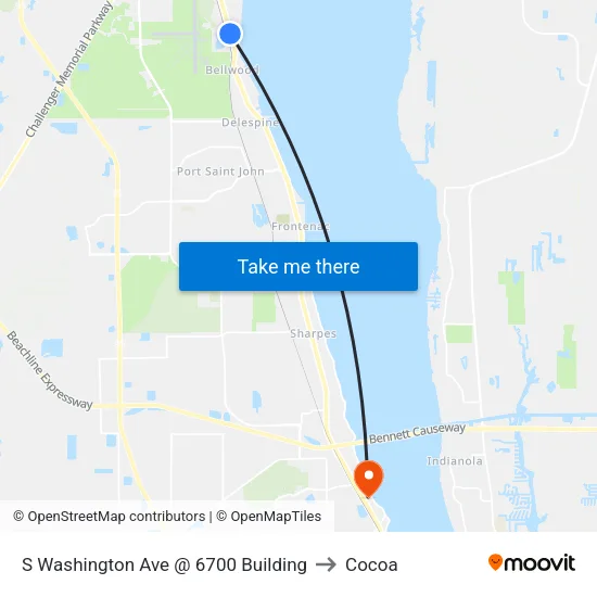 S Washington Ave @ 6700 Building to Cocoa map