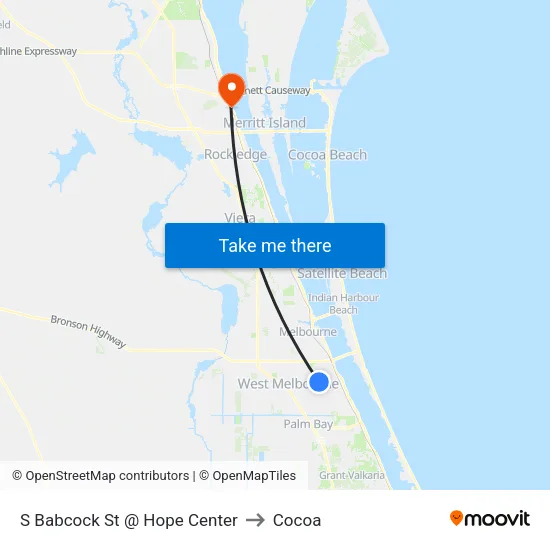 S Babcock St @ Hope Center to Cocoa map
