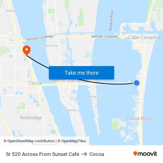 Sr 520 Across From Sunset Cafe to Cocoa map