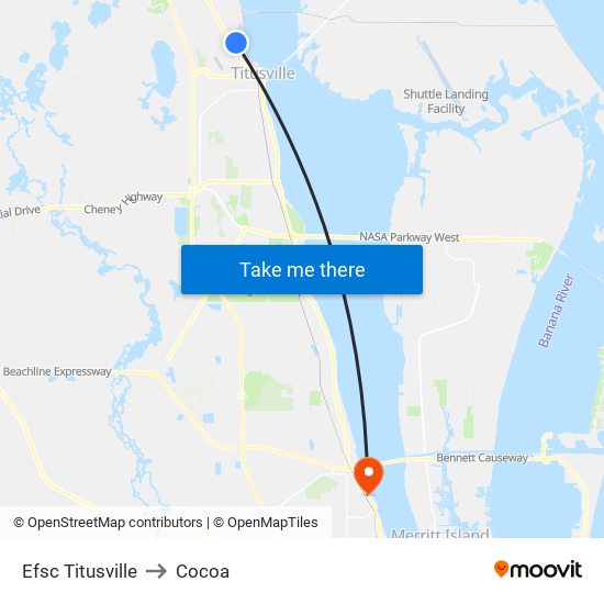 Efsc Titusville to Cocoa map