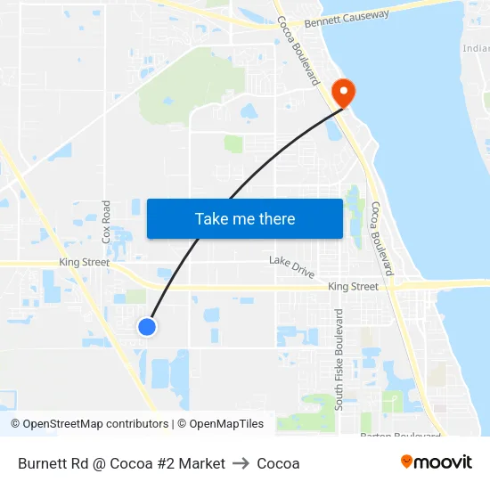 Burnett Rd @ Cocoa #2 Market to Cocoa map