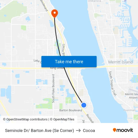 Seminole Dr/ Barton Ave (Se Corner) to Cocoa map
