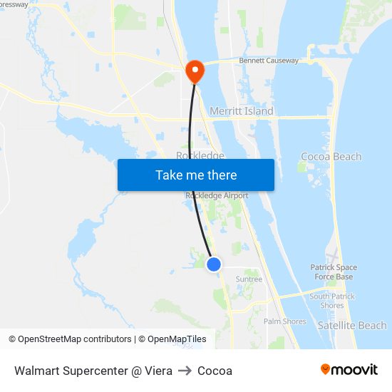 Walmart Supercenter @ Viera to Cocoa map