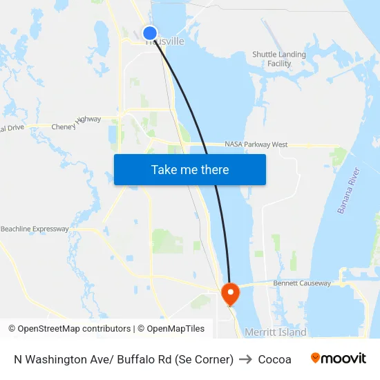 N Washington Ave/ Buffalo Rd (Se Corner) to Cocoa map