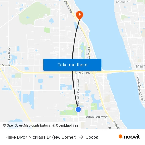 Fiske Blvd/ Nicklaus Dr (Nw Corner) to Cocoa map