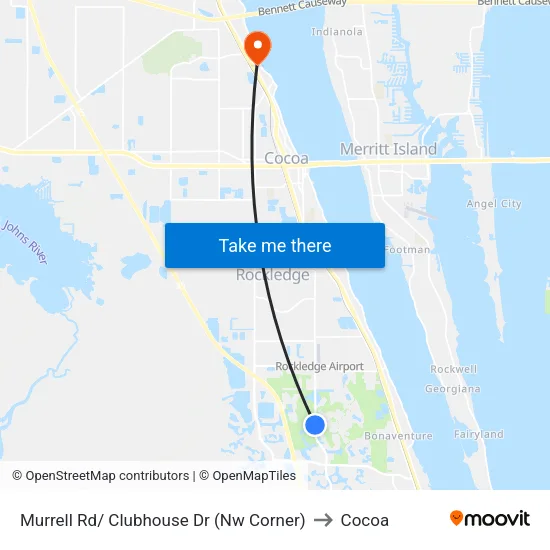 Murrell Rd/ Clubhouse Dr (Nw Corner) to Cocoa map