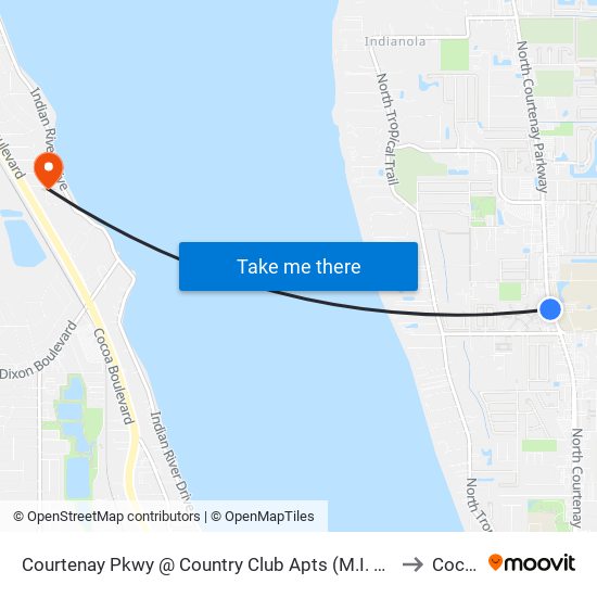 Courtenay Pkwy @ Country Club Apts (M.I. Library) to Cocoa map